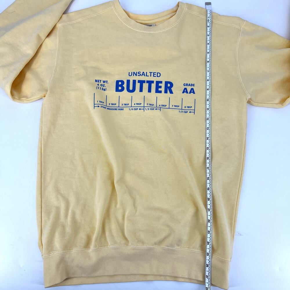 Comfort Colors "Unsalted Butter" Yellow Sweatshirt Cotton Blend Size M Preowned - Picture 7 of 7